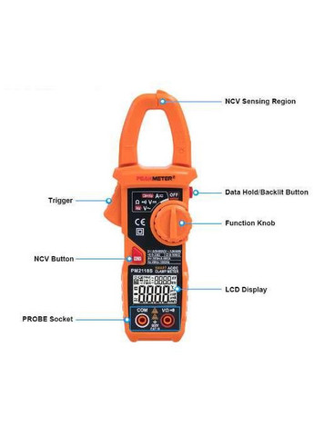Клещи токовые с мультиметром и термопарой No Brand (267656861)