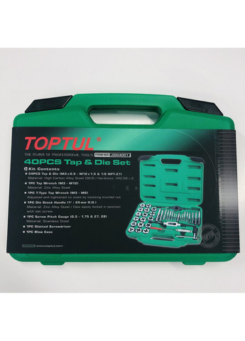 Комплект різьбонарізного інструменту 40 од. М3-М12 TOPTUL (267658158)