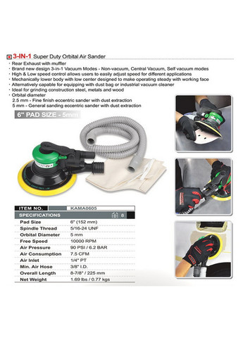 Пневмошліфмашинка орбітальна 6" 5мм TOPTUL (267658218)