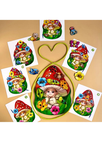 Дерев'яне шнурівка "Мухоморчик" 1х26х19 см Ubumblebees (267658658)