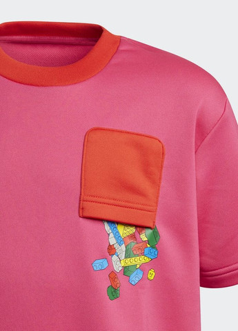 Розовая демисезонная детская футболка lego® bricks gn6775 adidas
