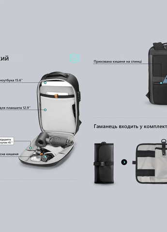 Рюкзак MR2958 для ноутбука 15,6" об'єм 15 л Чорний (з вбудованим замком) (MR2958-00-3086UA) Mark Ryden (267577788)