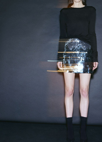 Серебряная праздничный однотонная юбка H&M