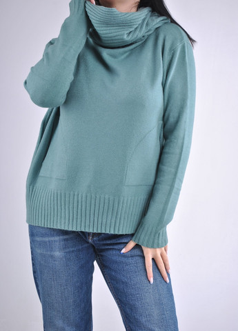 Оливковый демисезонный свитер с хомутом Wool & Cashmere