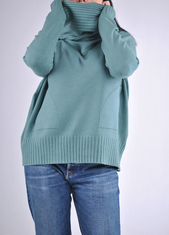 Оливковый демисезонный свитер с хомутом Wool & Cashmere