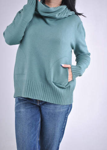 Оливковый демисезонный свитер с хомутом Wool & Cashmere