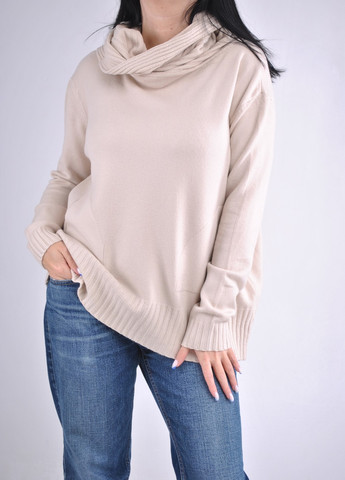 Молочный демисезонный свитер с хомутом Wool & Cashmere