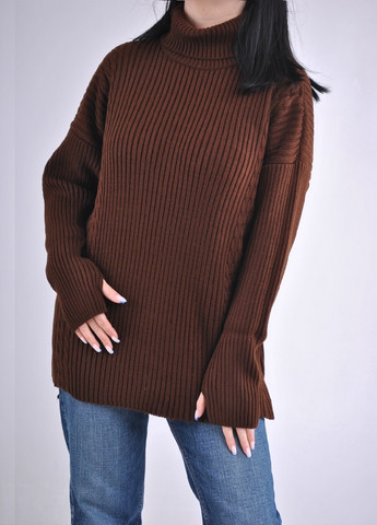 Коричневый зимний удлиненный свитер-туника Berta Lucci