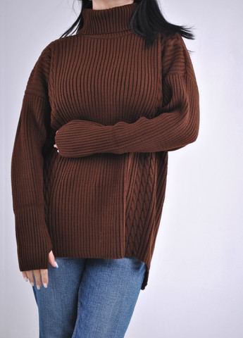Коричневый зимний удлиненный свитер-туника Berta Lucci