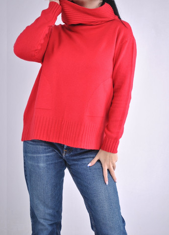 Красный демисезонный свитер с хомутом Wool & Cashmere