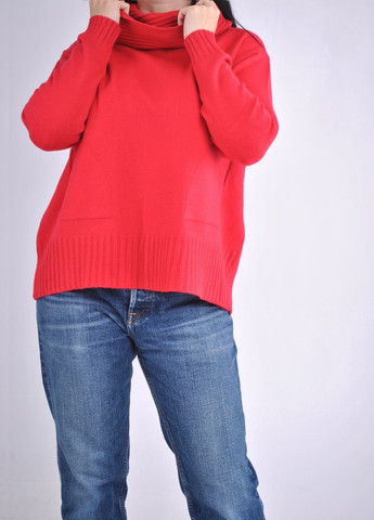 Красный демисезонный свитер с хомутом Wool & Cashmere