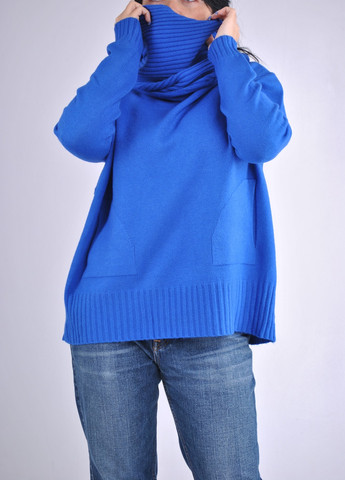 Синій демісезонний светр з хомутом Wool & Cashmere