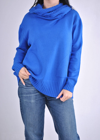 Синій демісезонний светр з хомутом Wool & Cashmere