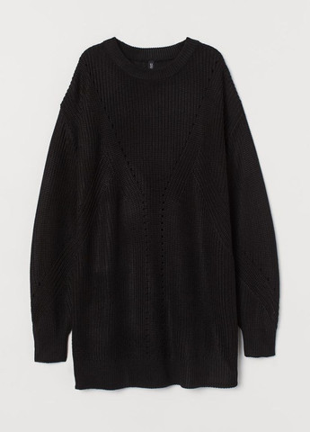 Чорний демісезонний светр з мереживним візерунком чорний повсякденний демісезон пуловер H&M