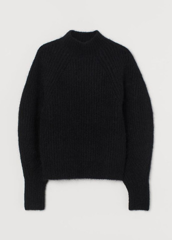 Черный зимний свитер premium selectionиз смесовой шерсти в рубчик черный повседневный зима пуловер H&M