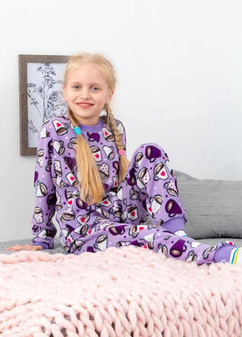 Фиолетовая зимняя пижама для девочки лонгслив + брюки Носи своє