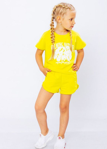 Желтый летний комплект для девочки (футболка+шорты) Носи своє