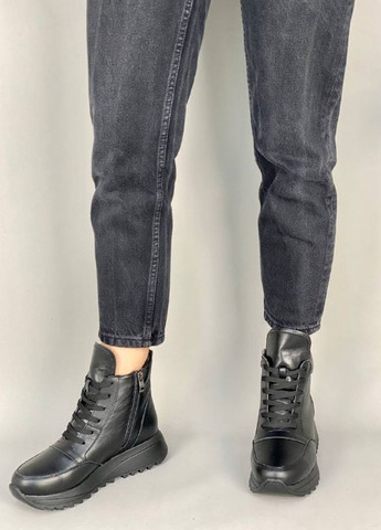 Черные демисезонные кроссовки женские кожаные Fashion