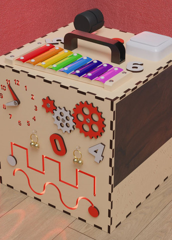 Кубик, бізіборд розвивальний TinyHands 30х30х30, Red-White No Brand (267810728)