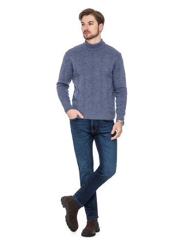 Серо-голубой свитер с воротником стойка «авиатор» SVTR