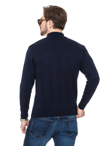 Темно-синий свитер с воротником стойка «авиатор» SVTR