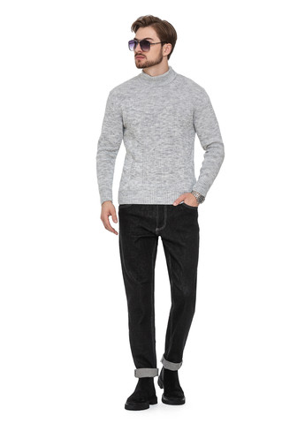 Світло-сірий светр з коміром стійка «авіатор» SVTR