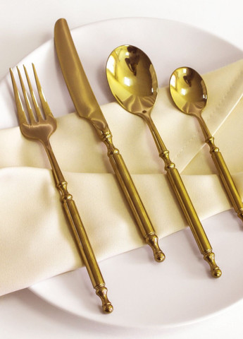 Набір столових приборів золотого кольору з нержавійки на 4 предмети для ресторанів і будинку REMY-DECOR brooklyn (267897152)