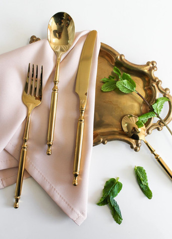 Набір столових приборів золотого кольору з нержавійки на 4 предмети для ресторанів і будинку REMY-DECOR Brooklyn (267897152)