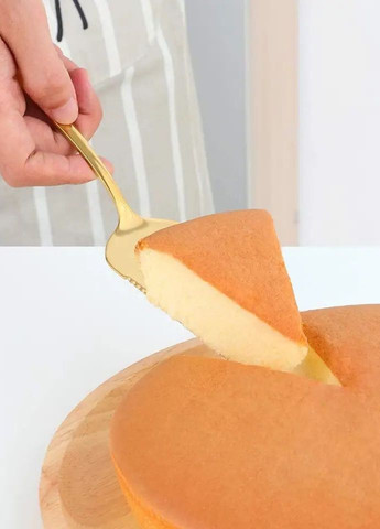 Лопатка та ніж для торта золотого кольору із нержавіючої сталі набір для десертів та весільного торта REMY-DECOR (267897081)