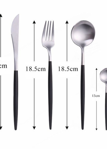 Набор столовых приборов серебряного цвета с черной ручкой из нержавейки 4 предмета для кафе и дома REMY-DECOR Porto (267897084)