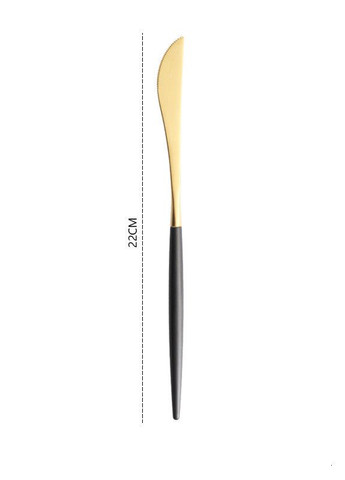 Нож столовый золотого цвета с черной ручкой из нержавейки. Приборы для ресторанов кафе и дома REMY-DECOR (267897115)