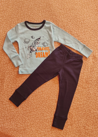 Комбинированная всесезон пижама для мальчиков ракета кофта + брюки Фламинго