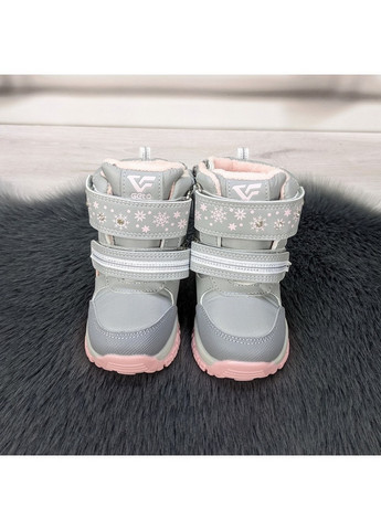 Серые повседневные зимние термо-ботинки детские для девочки Gelteo