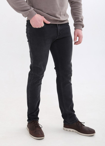 Темно-серые зимние слим джинсы мужские темно-серые утепленные на флисе слим Slim FRANCO BENUSSI