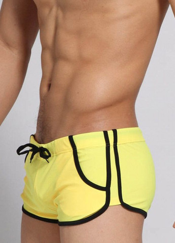 Мужские желтые пляжные мужские плавки с карманами Seobean