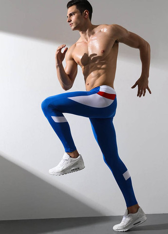 Синие демисезонные узкие спортивные штаны SuperBody
