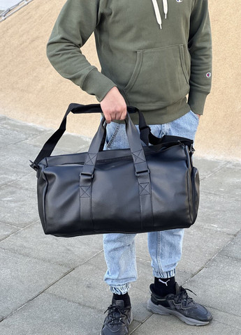 Спортивная/дорожная мужская сумка с карманом для обуви на 2 отделения из экокожи, черный цвет ToBeYou сумка l (268224002)