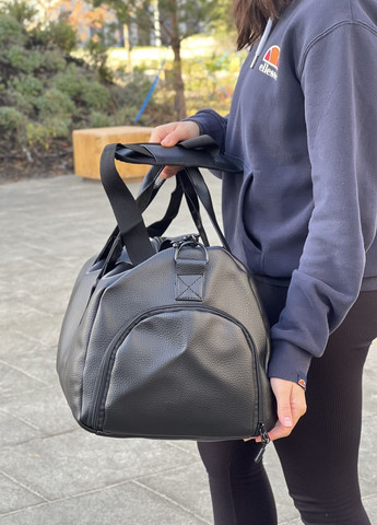 Спортивная/дорожная женская сумка с карманом для обуви на 2 отделения из экокожи, черный цвет ToBeYou сумка (w) l (268223996)