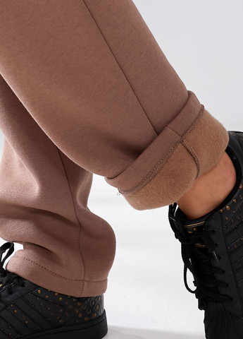 Темно-бежевые повседневный зимние прямые брюки No Brand