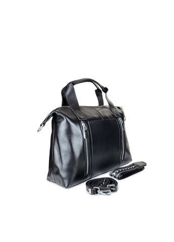 Жіноча чорна шкіряна сумочка велика, 6603 чорн, Fashion (268120704)