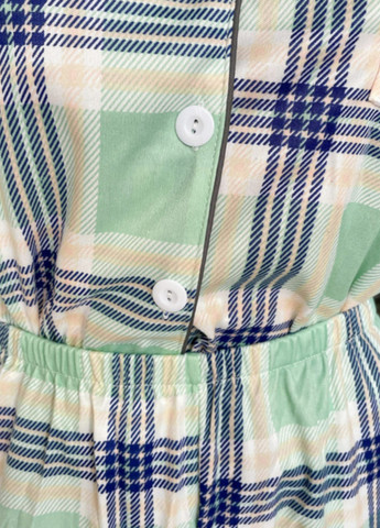 М'ятна всесезон піжама жіночий костюм зефірка bonntee s-m 42 м'ятний у клітинку No Brand