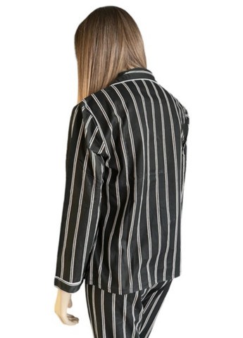 Чорна всесезон піжама жіночий костюм леді в чорному bonntee l 44 чорний у смужку No Brand