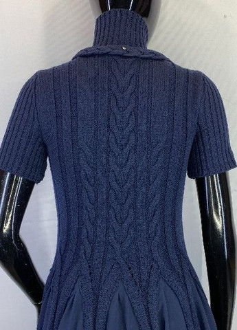 Темно-синее коктейльное платье клеш Sportmax однотонное