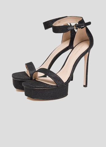 Серебряные черные замшевые босоножки на каблуке Stuart Weitzman
