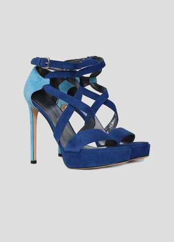 Синие темно-синие замшевые босоножки на каблуке Stuart Weitzman