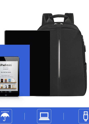 Рюкзак міський T-B3892 для ноутбука 15.6" з USB об'єм 20л. Чорний (TGN-T-B3892-2638) Tigernu (268218562)