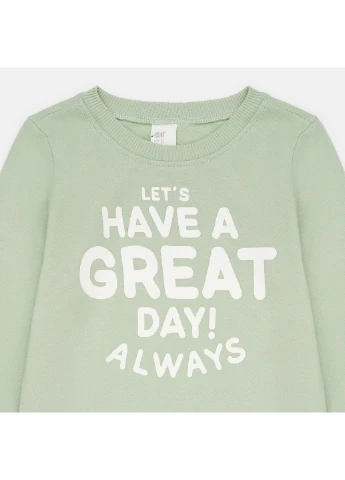 H&M толстовка напис зелений кежуал