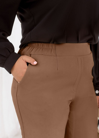 Темно-бежевые классические демисезонные прямые брюки No Brand