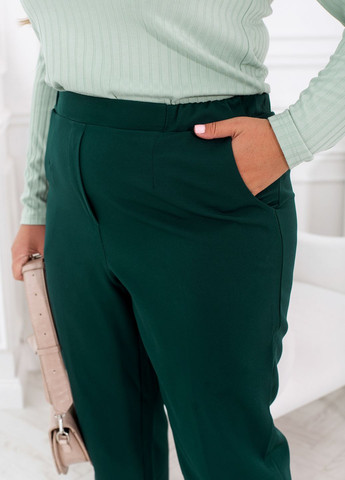 Темно-зеленые классические демисезонные прямые брюки No Brand