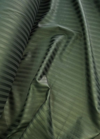 Постельное белье Темно-зеленый Сатин страйп Евро на резинке MERISET (268301961)